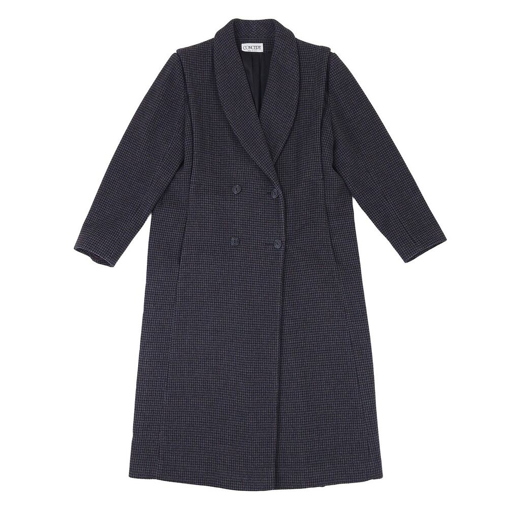 VTG Concept Wool Cashmere Long Coat Womens 10 Gray Burgundy Double Breasted USA
